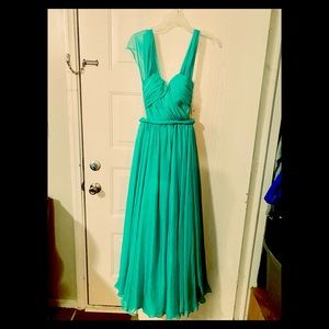 Fairy sz 8 teal flowy sheer panels along sides formal Dress